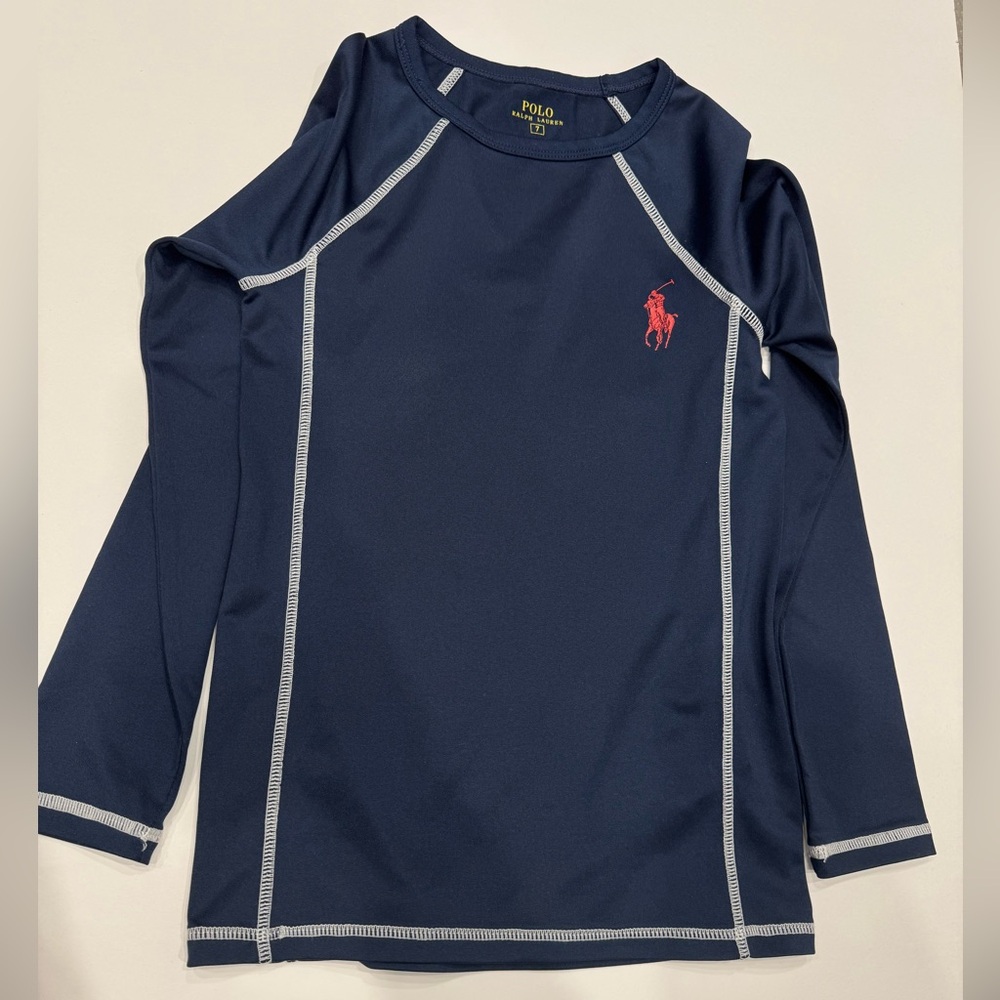 Polo Ralph Lauren Boys Navy Rash Guard Swim Top Size 7 - Picture 7 of 7